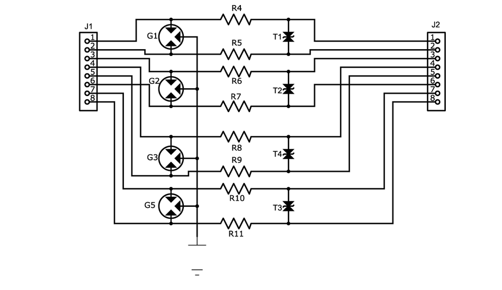 WB-RJ45 網(wǎng)絡(luò)/音頻信號(hào)防雷器原理圖