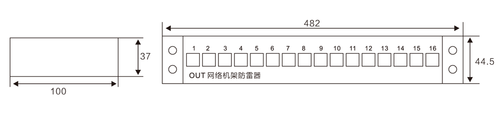 WB-RJ45 網(wǎng)絡(luò)/音頻信號(hào)防雷器尺寸圖