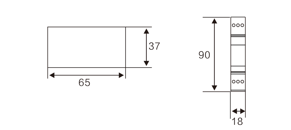 WBC-24型控制信號(hào)防雷器尺寸圖