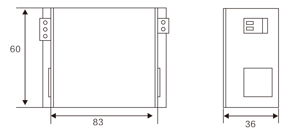 WBH-2 系列電源網(wǎng)絡(luò)二合一防雷器尺寸圖