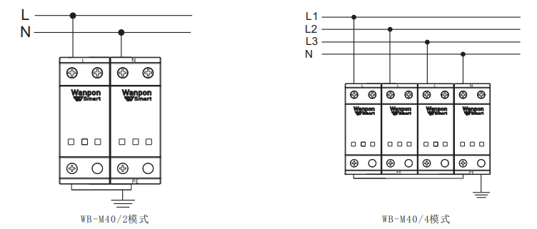 WB-M系列 多脈沖浪涌保護(hù)器接線圖