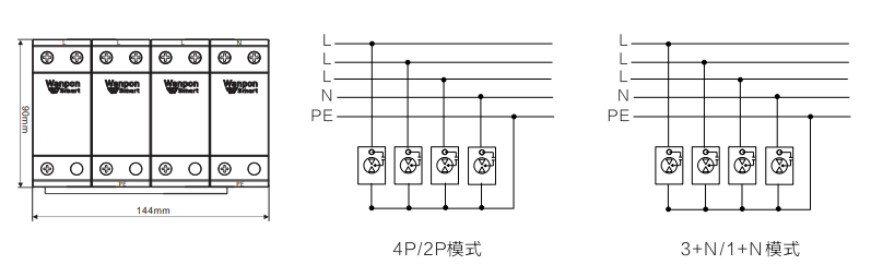 WB-A 系列 一級(jí)電源防雷器尺寸原理圖